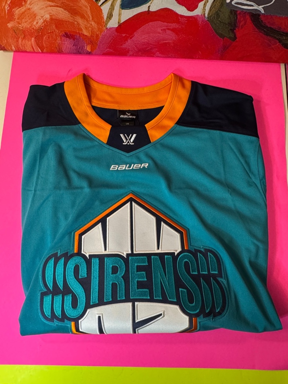 Bauer Teal Hockey Jersey with Navy and Gold Accents L size new never worn - Picture 4 of 7